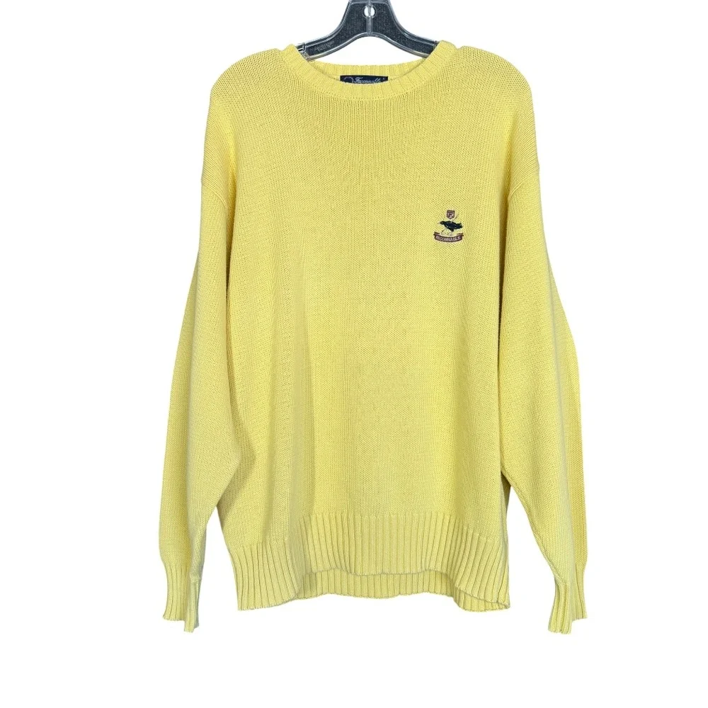Faconnable Yellow Cotton Long Sleeve Crew Neck Sweater Men’s Size XL